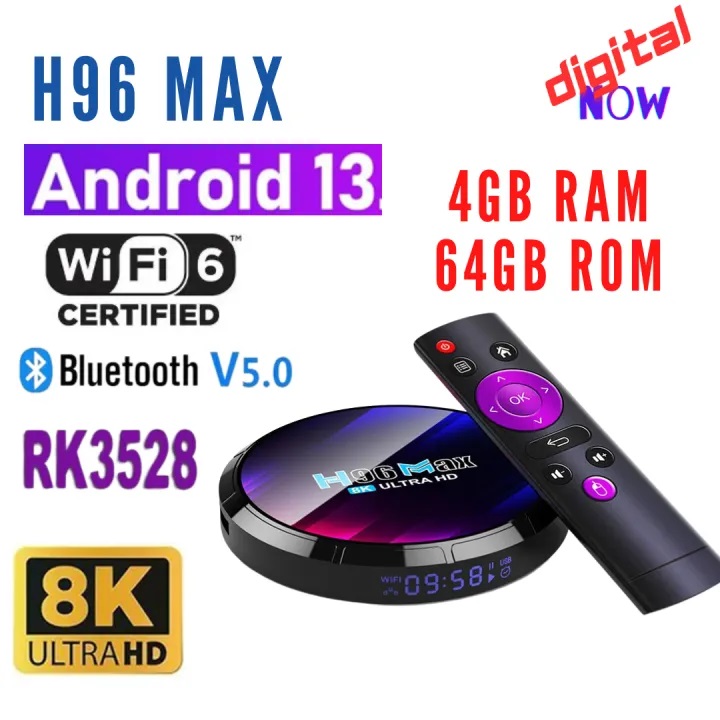 H96 Max For Led Lcd Android Tv 13.0 Version Tv Box 4+64gb