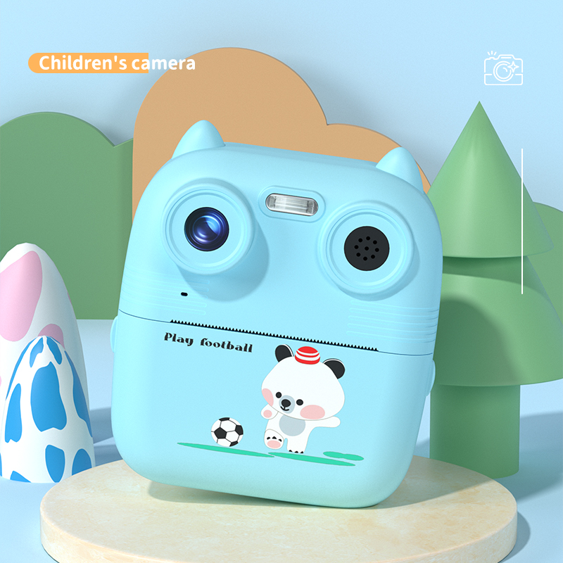 Hd 1080p Front Rear Dual Lens Kids Digital Print Camera 48mp Diy Coloring 2.8inch Ips Screen Sky Blue