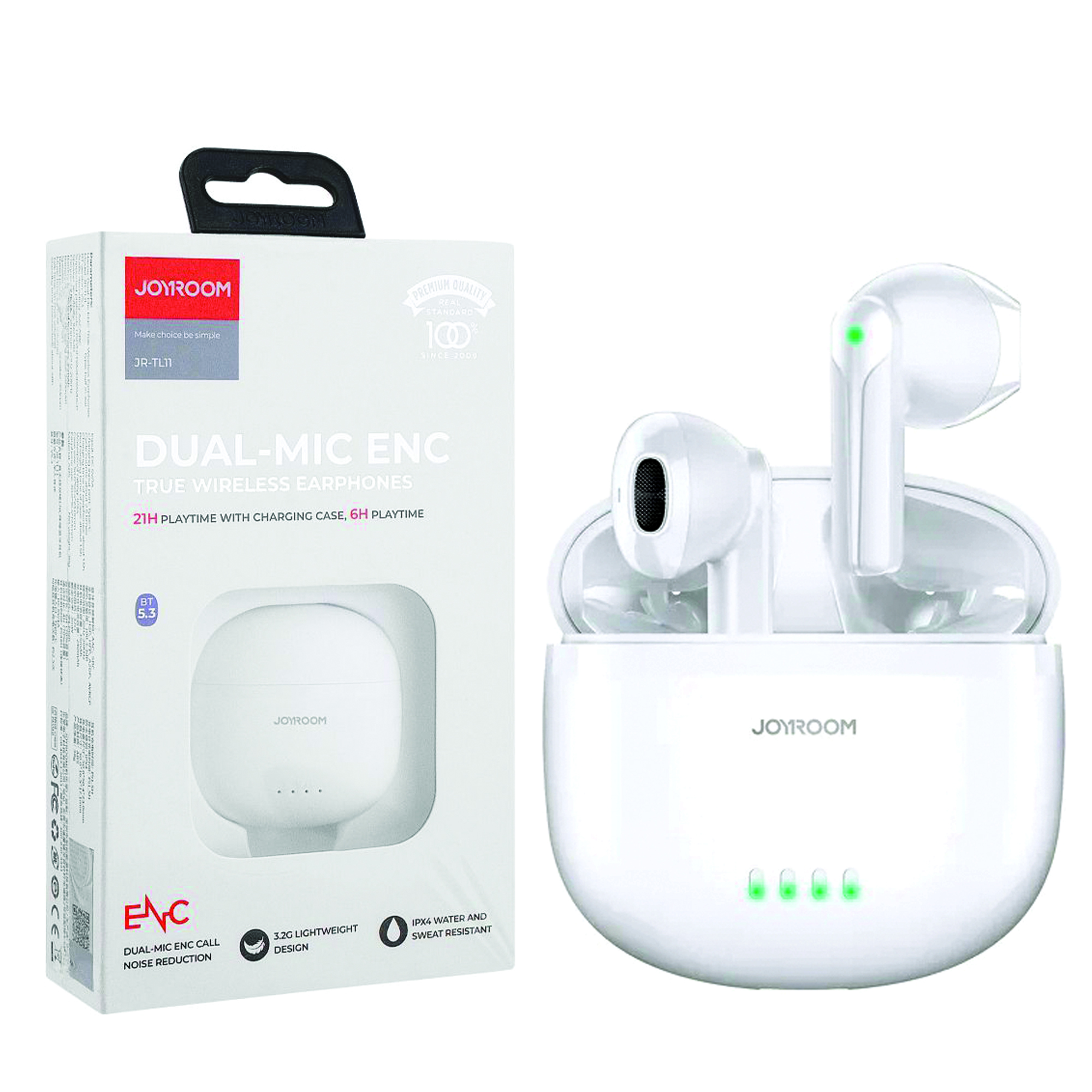 Joyroom Jr-tl11 Dual-mic Enc True Wireless Earphones White
