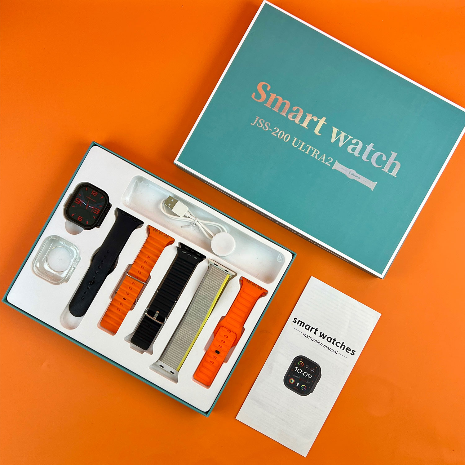 Jss-200 Ultra2 5 Straps + 1 Silicone Case2.0 Inch Bt Call Smart Watch With Magnetic Charger