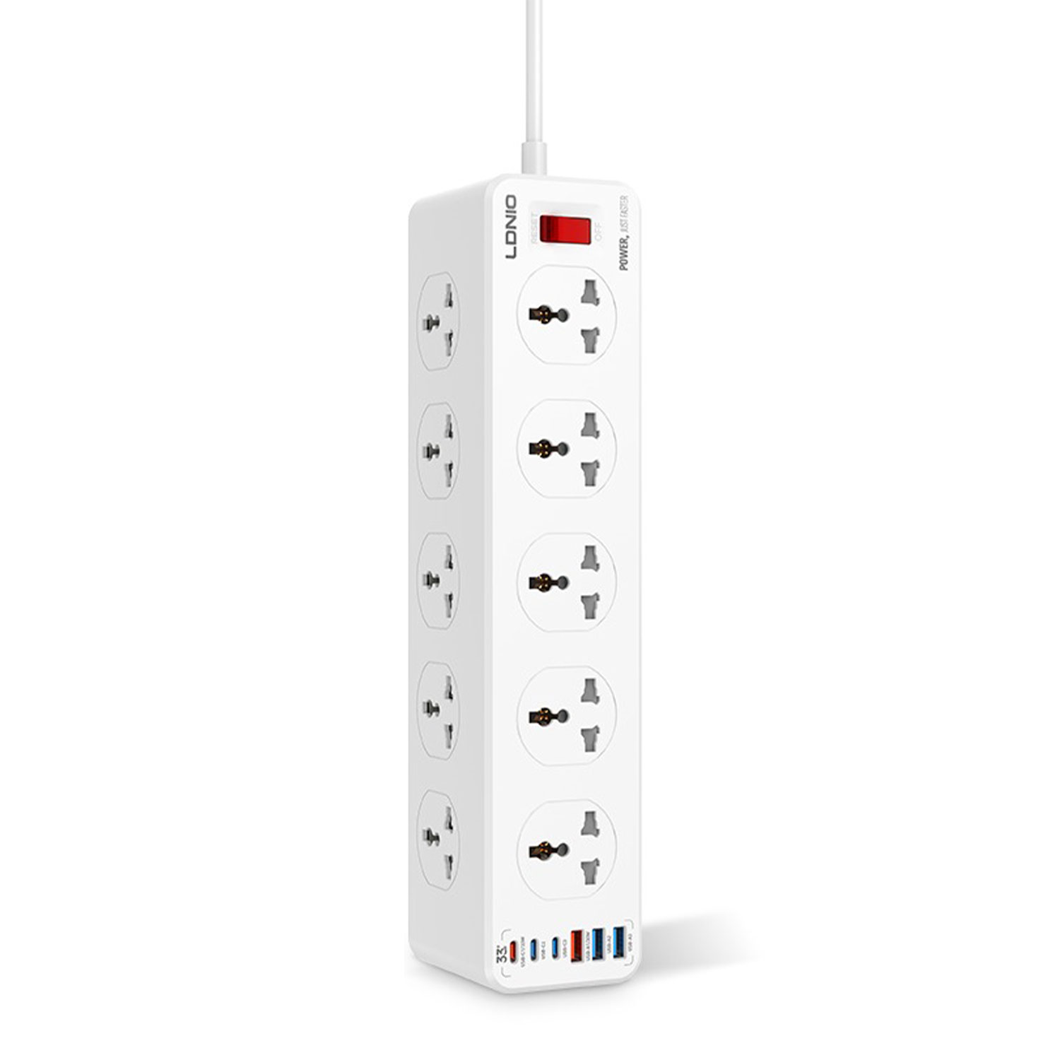 Ldnio Sc10610c 2500w Power Extension 10 Sockets 3 Usb-c Pd + 3 Usb-a Qc3.0