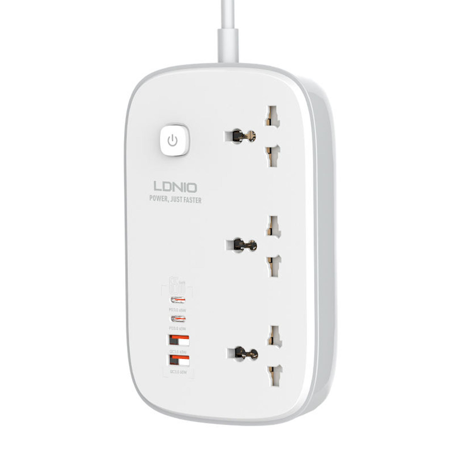 Ldnio Sc3416 65w Gan Fast Charging 3250w Power Extension 3 Sockets 2 Usb-c + 2 Usb-a