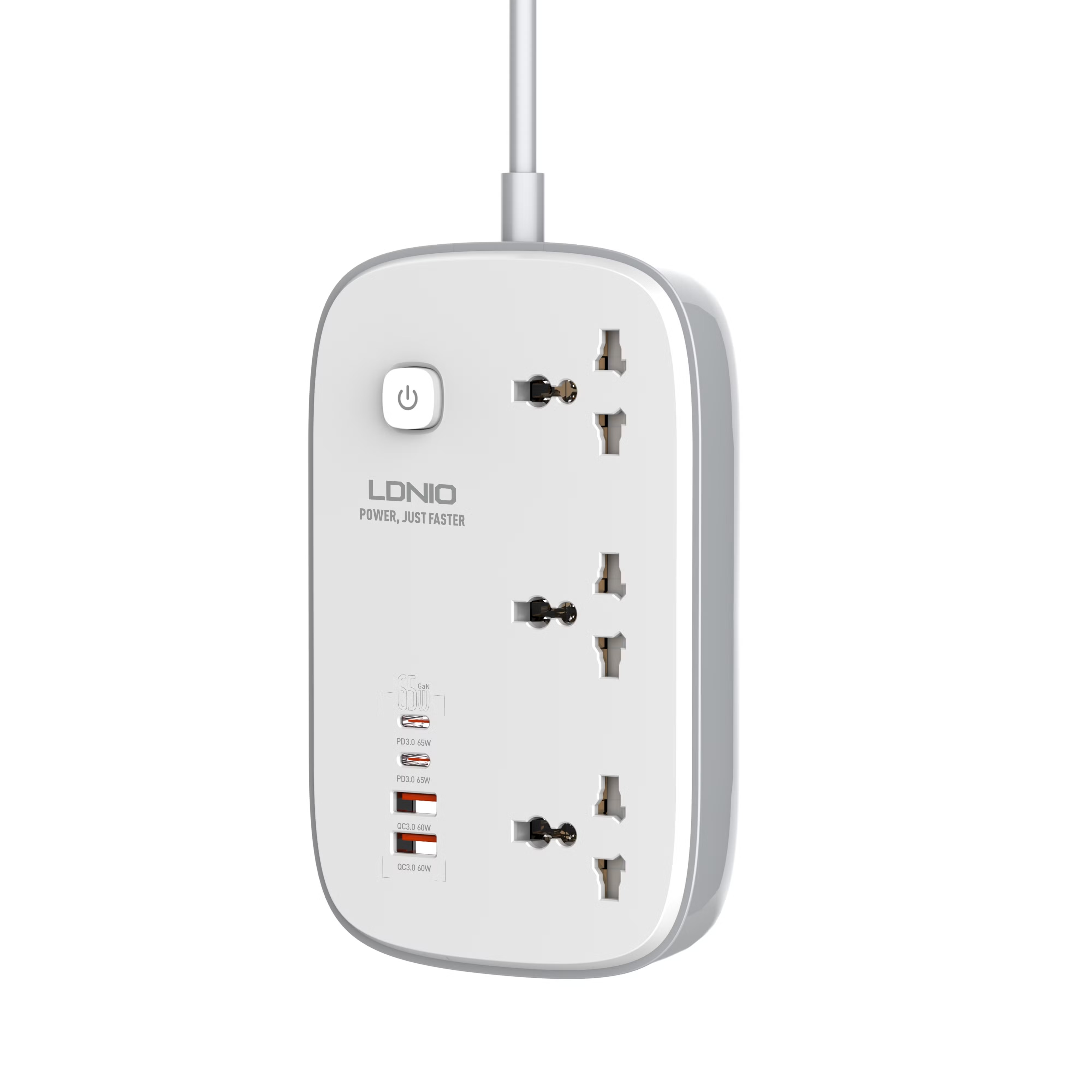 Ldnio Sc6 45w Gan Fast Charging 3250w Power Extension 3 Sockets 2 Usb-a + 2 Usb-c 2m