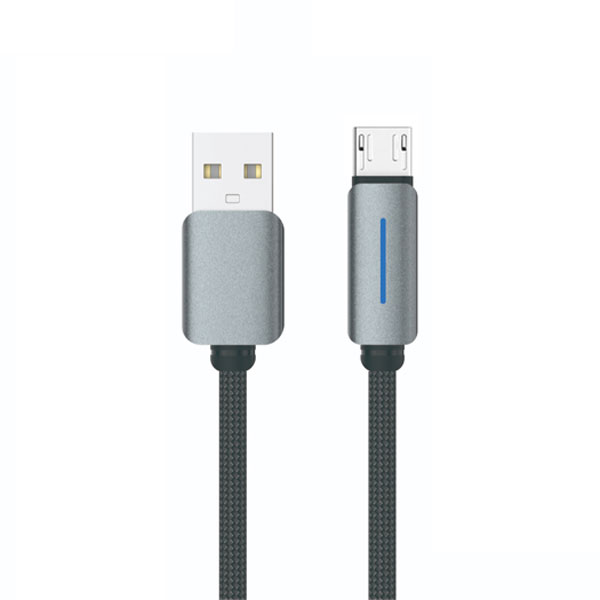 Logilink Usb To Micro Nylon Fast Charging Data Cable With Light 1m (1 Year Warranty) Grey