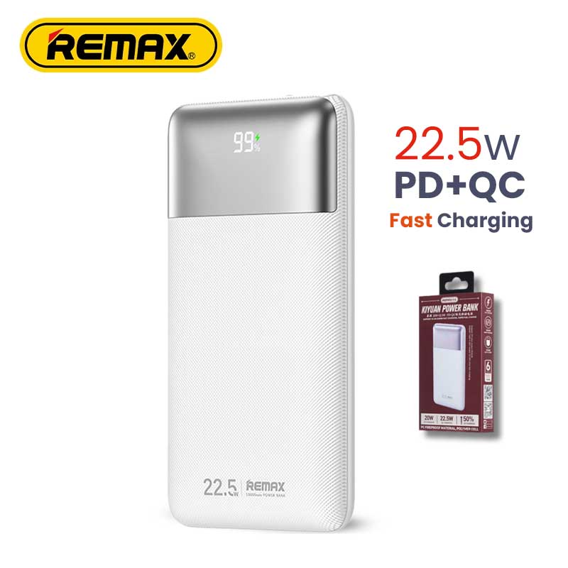 Remax Rpp-5 10000mah Kiyuan 20w+22.5w Pd+qc Fast Charging Power Bank White