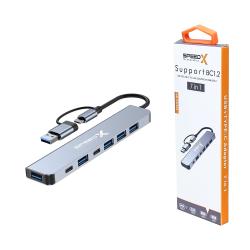 7 Port Usb 3.0 Ultra Slim Portable Hub Aluminum Alloy 2 In 1