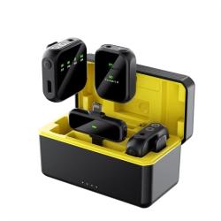 K50 Wireless Lavalier Dual Microphones Noise Cancelling Display Screen Range 20m