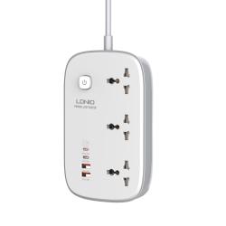 Ldnio Sc6 45w Gan Fast Charging 3250w Power Extension 3 Sockets 2 Usb-a + 2 Usb-c 2m