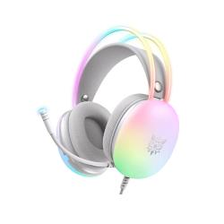 Onikuma-x25 Pro Rgb Head Beam With Mic 3.5mm Wired Earphones Durable Stereo Surround Gaming Headset White