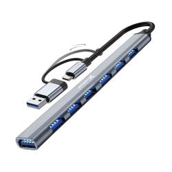Speed-x 7 Port 2 In 1 Usb 3.0 Ultra Slim Portable Hub Aluminum Alloy