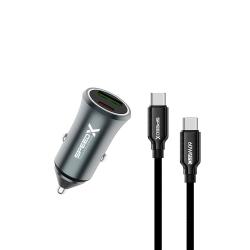 Speed-x Sx-c40 Pro 48w Dual Port Fast Car Charger With Type-c To Type-c  Cable 